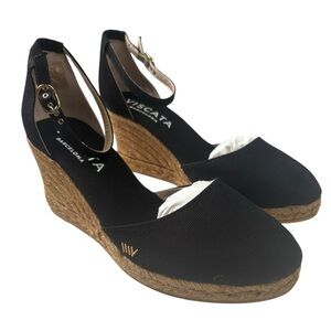 Viscata Barcelona Formentera Canvas Wedge Mary Jane Navy Size 11